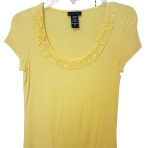 Apostrophe Women's Top Size S Bright Yellow Ruffle Detail